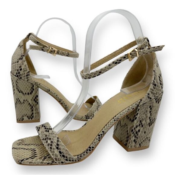 RAID Snake Print Ankle Strap Chunky Heel Sandals Sz 7.5 M - Picture 2 of 12